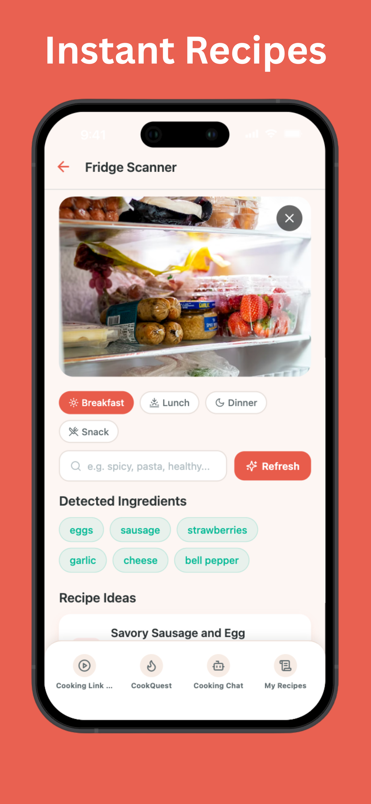Instant recipes feature